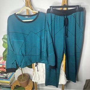 Anthropologie Eva Franco Striped Two Piece Sweat Set sz L/XL